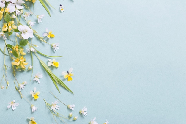 Wilde Blumen auf Papieroberfläche