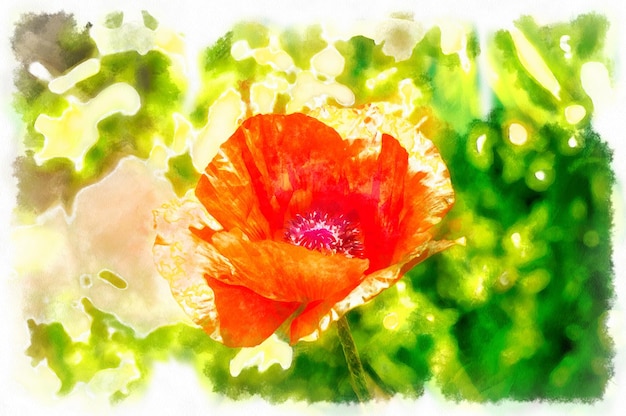 Wilde Mohnblumen digitales Aquarell