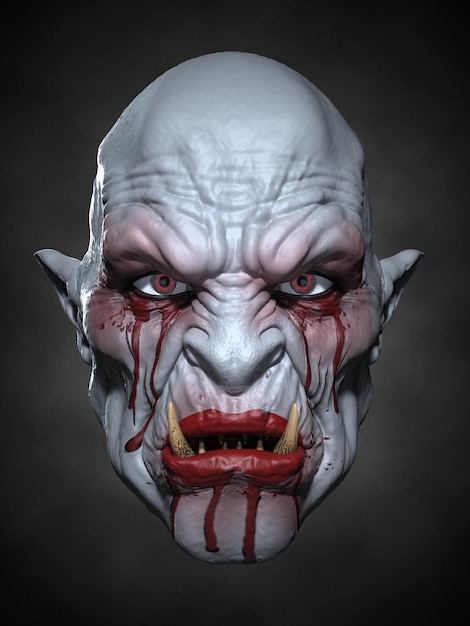 Wilde Ork-Maske 3D-Illustration
