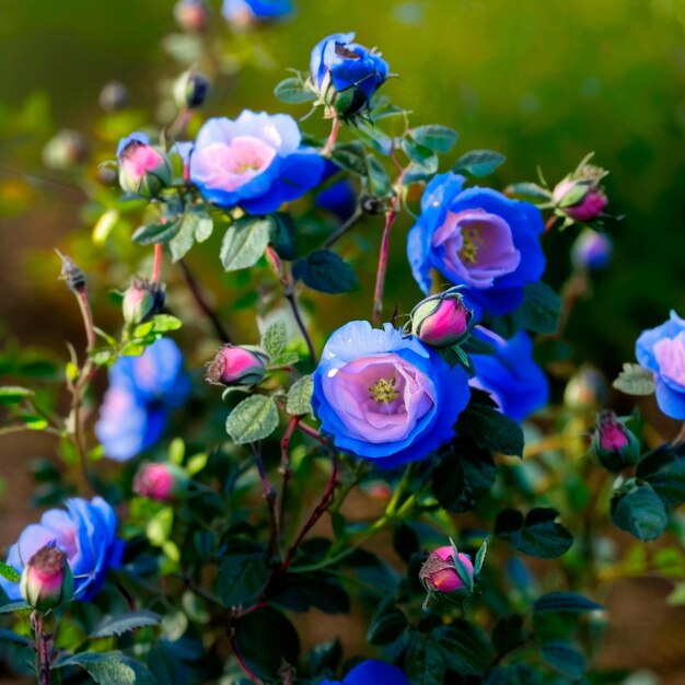 Wilde Rose mit blauen Knospen