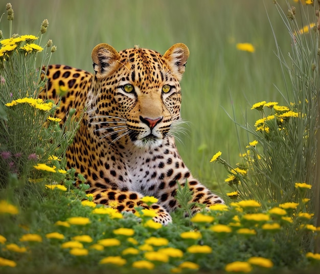 Wilder Leopard im Gras