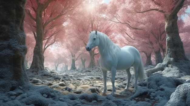Wildes weißes Pferd Schönes generatives weißes Pferd