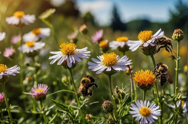 Wildfl mit Insekten wie Bienen