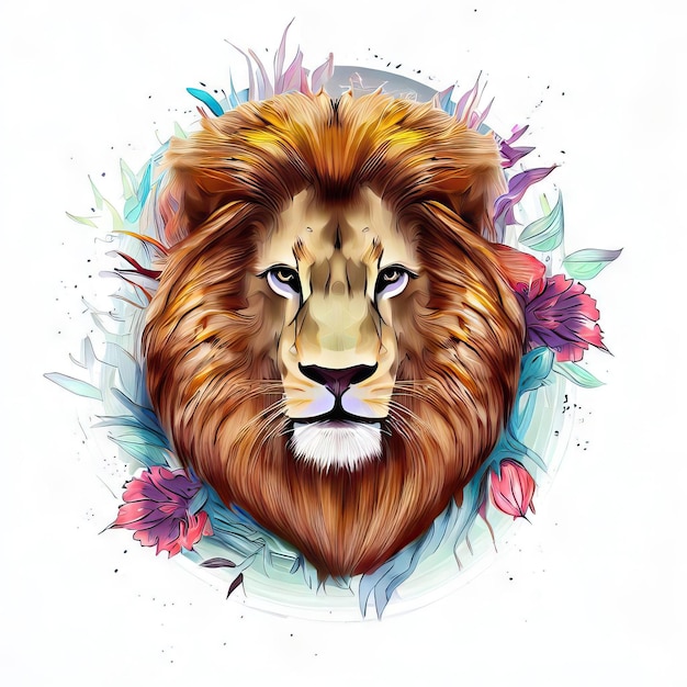 Wildflower Wonderland Lion Generative AI