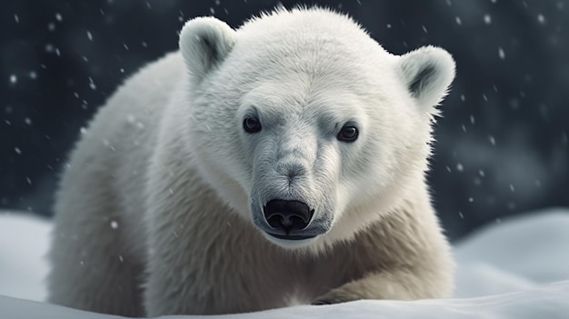 Wildtierszene aus der Natur Eisbär auf treibendem Eis mit Schnee