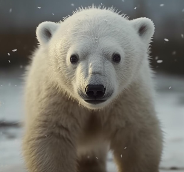 Wildtierszene aus der Natur Eisbär auf treibendem Eis mit Schnee