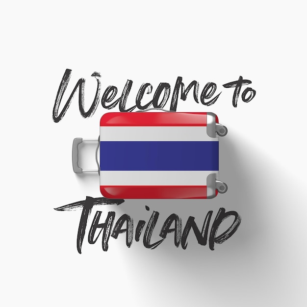 Willkommen in der thailändischen Nationalflagge auf einem Reisekoffer d render