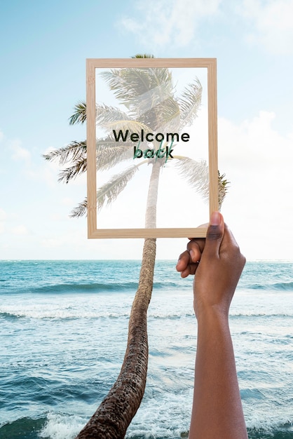 Foto willkommen zurück-nachricht mit seaside