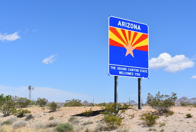 Willkommensschild von Arizona an der Staatsgrenze