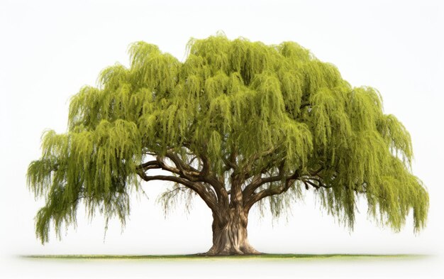 Willow Oak Tree und seine Wurzeln Natur unsichtbare Verbindung isoliert auf einem weißen Hintergrund