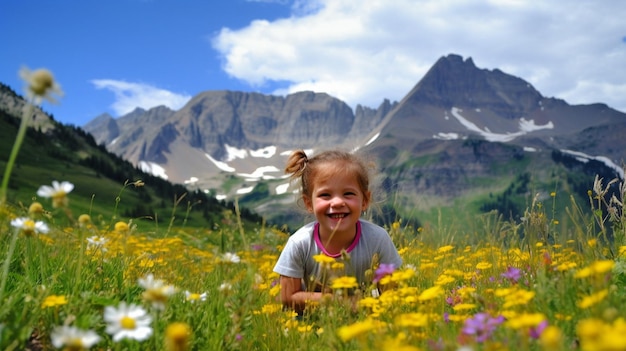 Wilson Peak en Colorado con flores silvestres en una increíble foto creada por Generative AI
