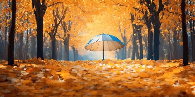 Wind bewegt trockene Blätter unter einem Regenschirm