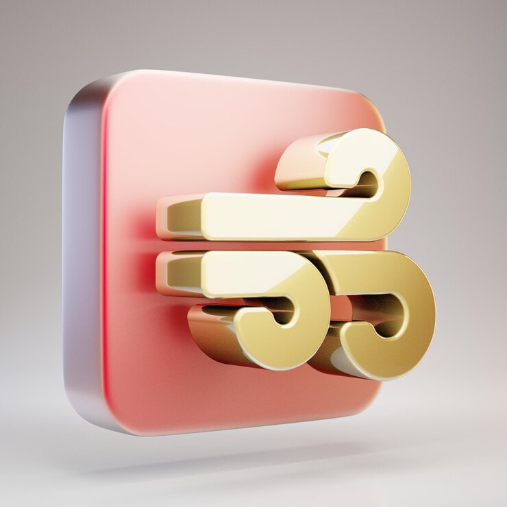 Foto wind-symbol. goldenes windsymbol auf roter mattgoldplatte. 3d-gerendertes social media-symbol.