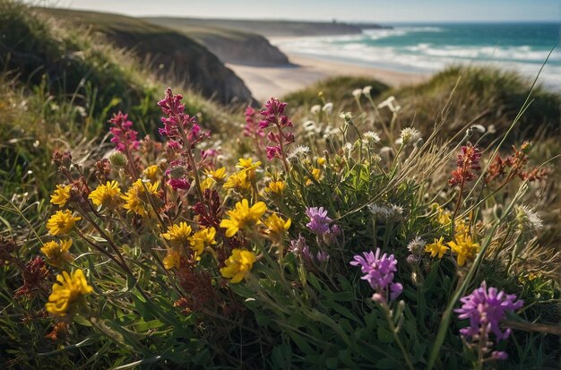 Windgeweihte Wunder Küstenwildblumen