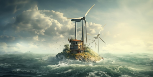 Windkraftanlage im Meer Windkraftanlagen im Meer Offshore-Windkraftanlage