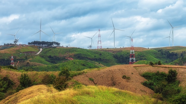 Windkraftanlage, Windkraft, Windenergieanlage in Khao Kho, Phetchabun, Thailand