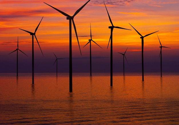 Windkraftanlagebauernhof in der schönen Naturlandschaft.