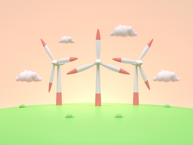 Windkraftanlagen 3D rendern