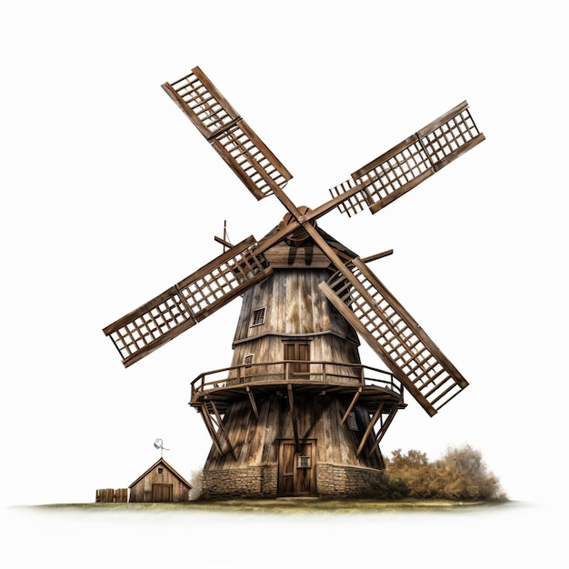 Windmühle auf weißem Hintergrund