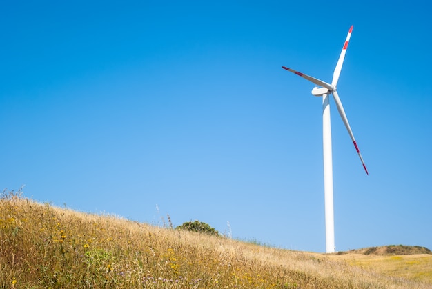 Windmühlen am blauen Himmel