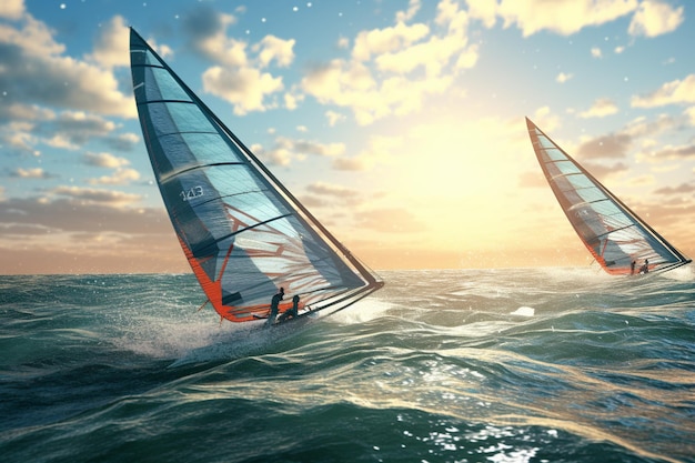 Windsurfistas en aguas tropicales