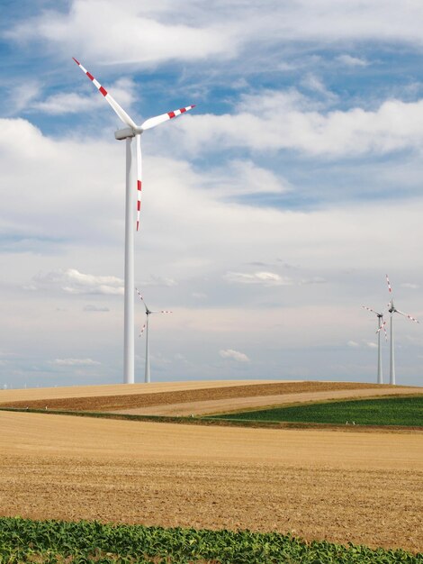 Foto windturbinen auf dem feld gegen den himmel