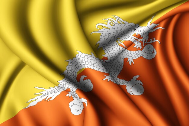 Winkende Seidenfahne von Bhutan