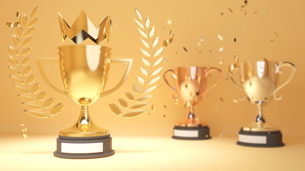 Winner's Golden Trophy Achievement Peak Gewinner 3D-Rendering