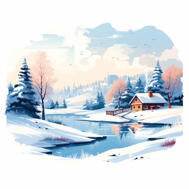 Winter Bliss faszinierende Vektorillustrationen in 4K, die die herrlichen Winterlandschaften umfassen