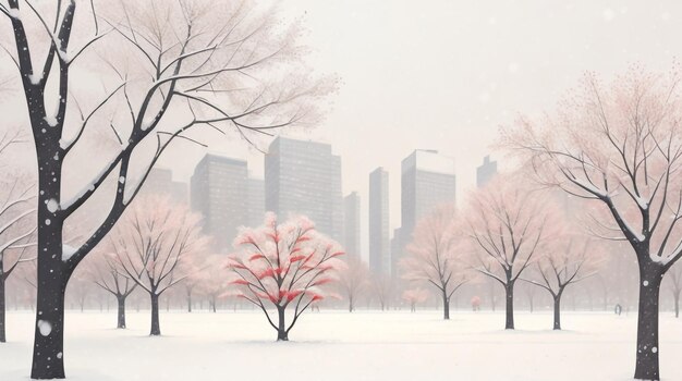 Winter City Park en Snowfall ilustración