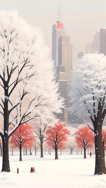 Winter City Park en Snowfall ilustración