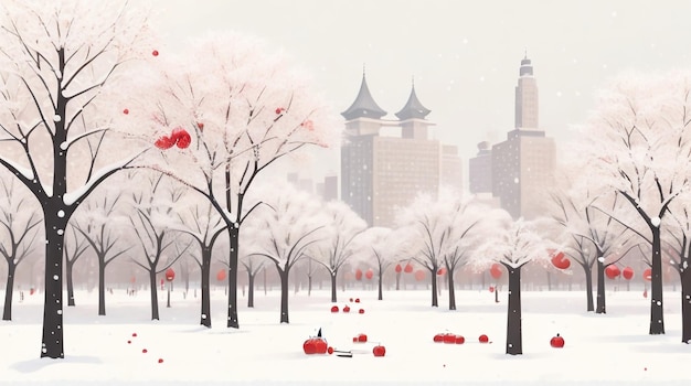 Winter City Park en Snowfall ilustración