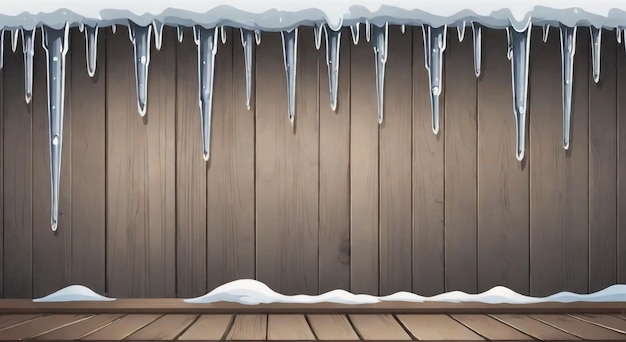 Foto winter eleganz icicles schmücken eine hölzerne wand stock illustration