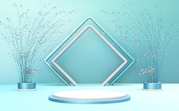 Winter Frohe Weihnachten Luxus blau-weiße Podiumsanzeige für Produktpräsentation 3D-Rendering