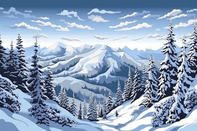 Winter Wonderland Pixel Art Berglandschaft Generative KI