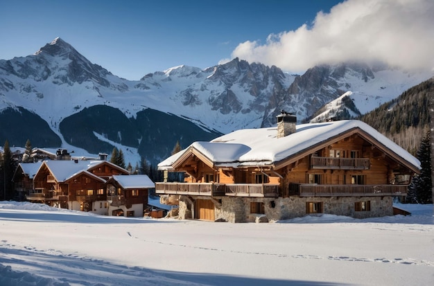 Winter-Wunderland in einer schneebedeckten Berghütte