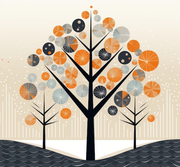 Winterbaum-Illustration mit geometrischen Formen