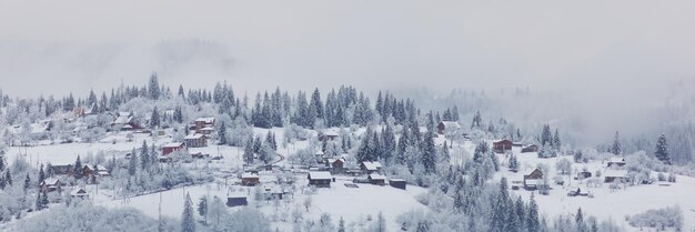 Winterbergdorflandschaftsnaturpanoramabild