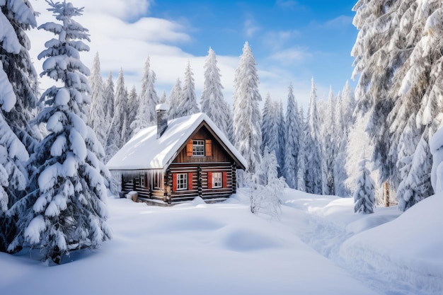 Winterberglandschaft mit einem Haus