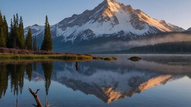 Winterbergsee bei Sonnenaufgang Schneegebirge blaues Meer Reflexion im Wasser