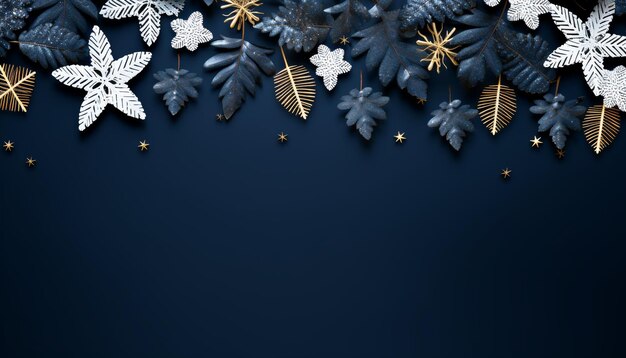 Foto winterfeier schneeflocken ornament auf blauem hintergrund, generiert von ki