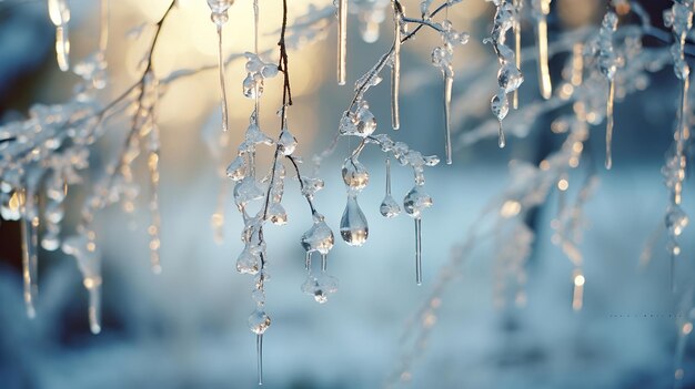 Foto winterfrost wassertropfen im wald