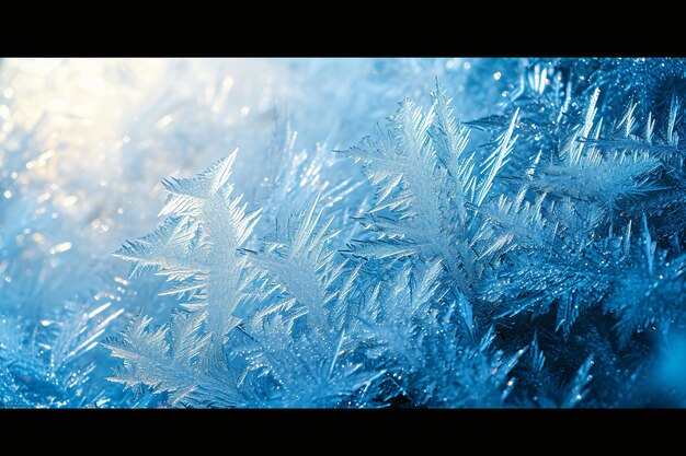 Winterfrostmuster auf Glas Eiskristalle oder kalter Winter-Hintergrund