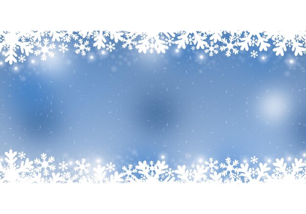 Winterhintergrund mit Schneeflocken und Bokeh-Lichtern