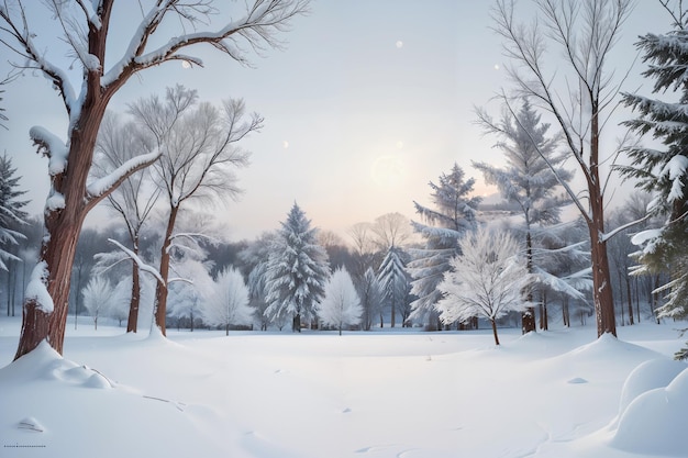 Winterlandschaft mit schneebedeckten Bäumen