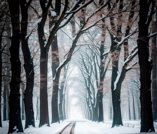 Winterlandschaft mit schneebedeckten Bäumen