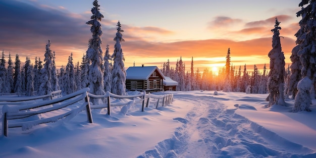 Winterlandschaft mit Wald