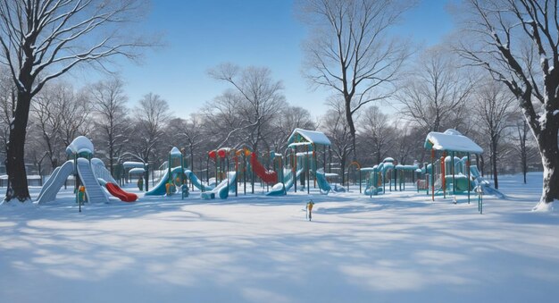 Foto winterlandschaft schöne dorfhäuser auf schneebedeckten hügeln schneebedecktes park