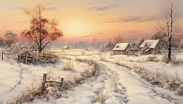 Winterlandschaft Vintage-Kunst