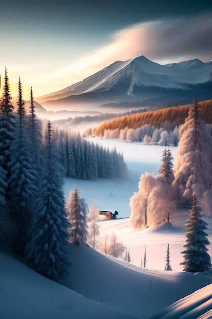 Winterlandschaft Winterhaus